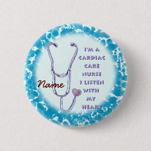 Badge Rond 5 Cm Soins cardiaques Infirmière Coeur