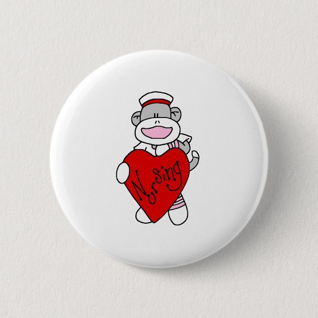 Badge Rond 5 Cm Soins de singe de chaussette (Devant)
