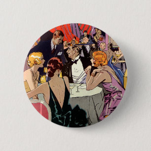 Badge Rond 5 Cm Soirée Cocktail Art Déco Vintage dans une Boîte de