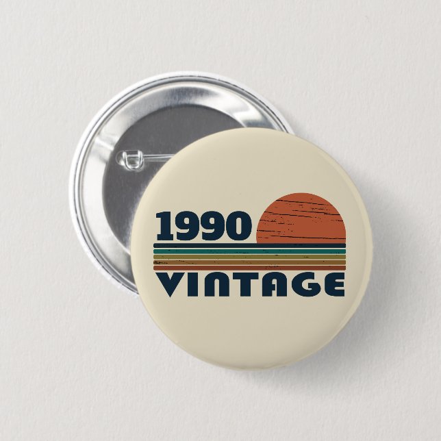 Badge Rond 5 Cm Soirée personnalisée vintage de 35 ans (Devant & derrière)