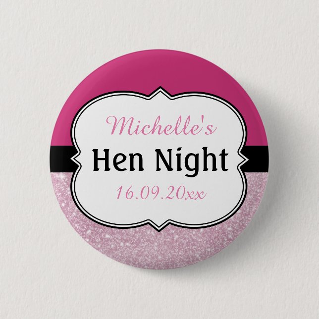 Badge Rond 5 Cm Soirée rose Hen personnalisée (Devant)