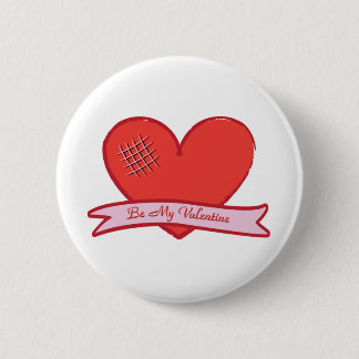 Badge Rond 5 Cm Sois ma Saint-Valentin avec cœur rouge