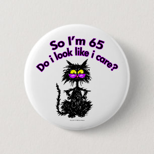 Badge Rond 5 Cm soixante-cinquième Cadeaux de chat d'anniversaire