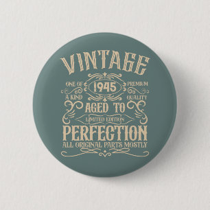 Badge Rond 5 Cm Soixante-dix vintages fête du 80e anniversaire