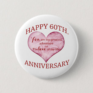 Badge Rond 5 Cm soixantième. Anniversaire