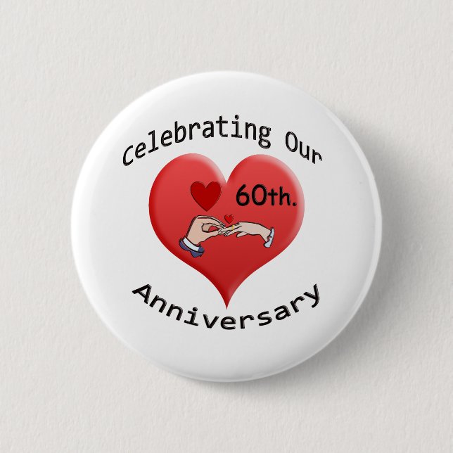 Badge Rond 5 Cm soixantième. Anniversaire de mariage (Devant)
