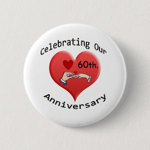 Badge Rond 5 Cm soixantième. Anniversaire de mariage