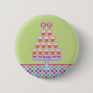 Badge Rond 5 Cm soixantième Bouton d'anniversaire