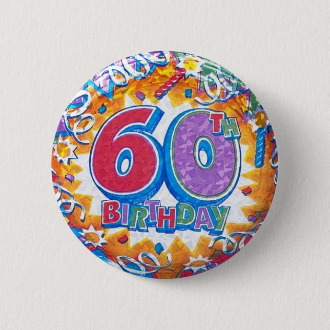 Badge Rond 5 Cm soixantième Bouton d'anniversaire (Devant)