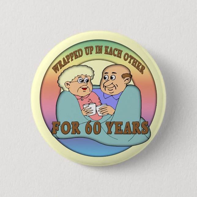 Badge Rond 5 Cm soixantième Bouton d'anniversaire de mariage (Devant)