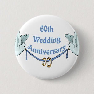 Badge Rond 5 Cm soixantième Bouton d'anniversaire de mariage