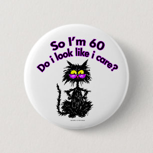 Badge Rond 5 Cm soixantième Cadeaux de chat d'anniversaire