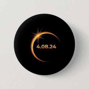 Badge Rond 5 Cm Solar Eclipse 2024 Amérique Totalité 04 08 24 Spri