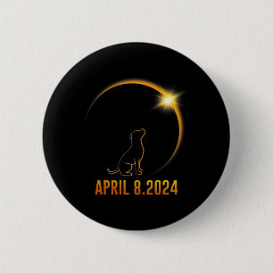 Badge Rond 5 Cm Solar Eclipse 2024 Totalité Chien 1