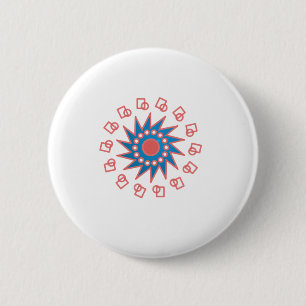 Badge Rond 5 Cm Soleil bleu