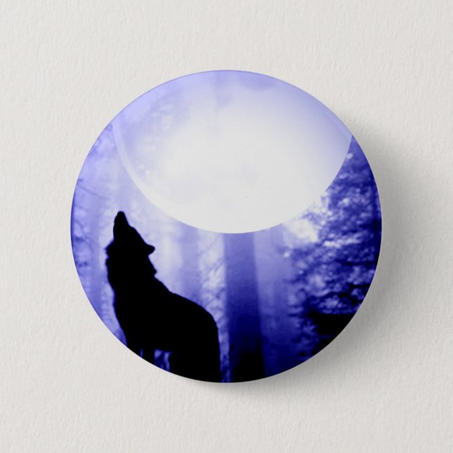 Badge Rond 5 Cm Solely Wolf Howling at Moon (Devant)