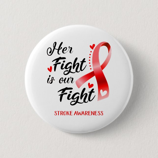 Badge Rond 5 Cm Son combat est notre sensibilisation aux AVC de co (Devant)