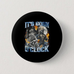 Badge Rond 5 Cm Son fou il est l'heure Cool Drôle Loup Alpha Loup-