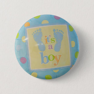 Badge Rond 5 Cm Son un garçon ! Annonces de bébé !