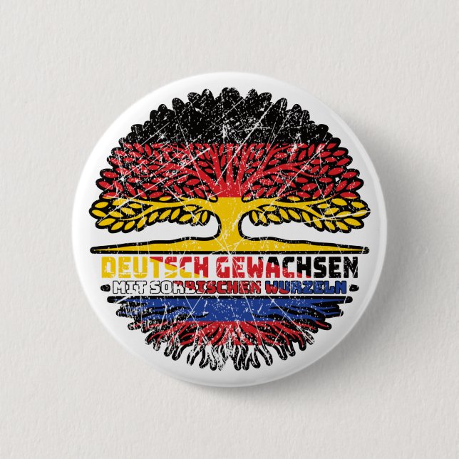 Badge Rond 5 Cm Sorben Sorbisch Deutsch Deutschland Baum Wurzel (Devant)