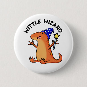 Badge Rond 5 Cm Sorcière Assistant Drôle Lizard Pun