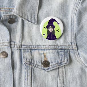 Badge Rond 5 Cm Sorcière charmante en colère mignonne