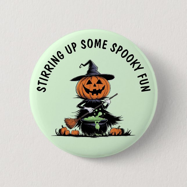 Badge Rond 5 Cm Sorcière citrouille (Devant)