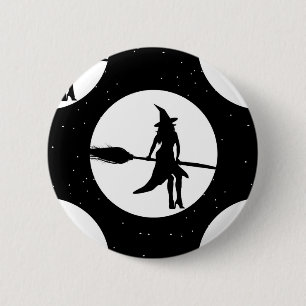 Badge Rond 5 Cm sorcière d'halloween