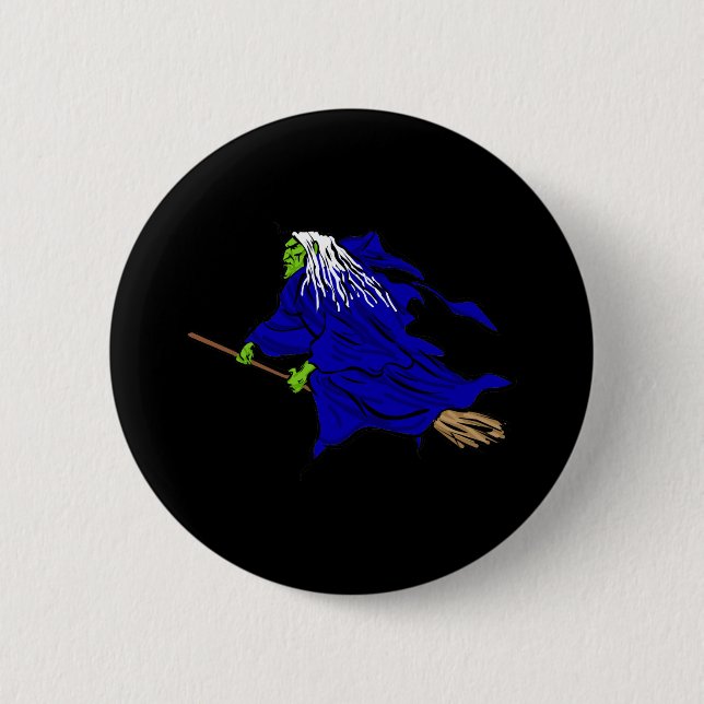 Badge Rond 5 Cm Sorcière effrayante de vol (Devant)