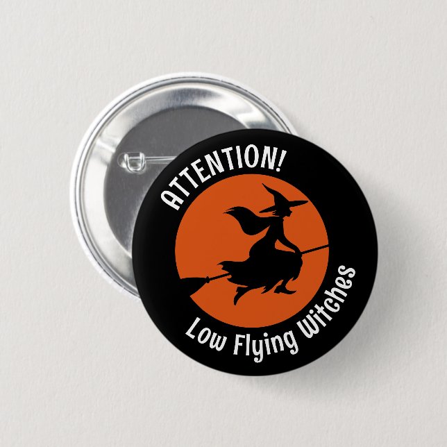 Badge Rond 5 Cm Sorcière sur chambre (Devant & derrière)