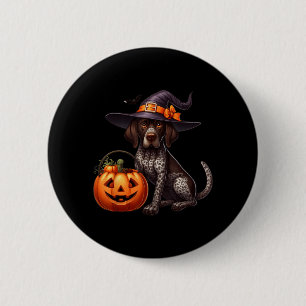 Badge Rond 5 Cm Sorcières de Halloween Pointer Allemand à Poil Cou