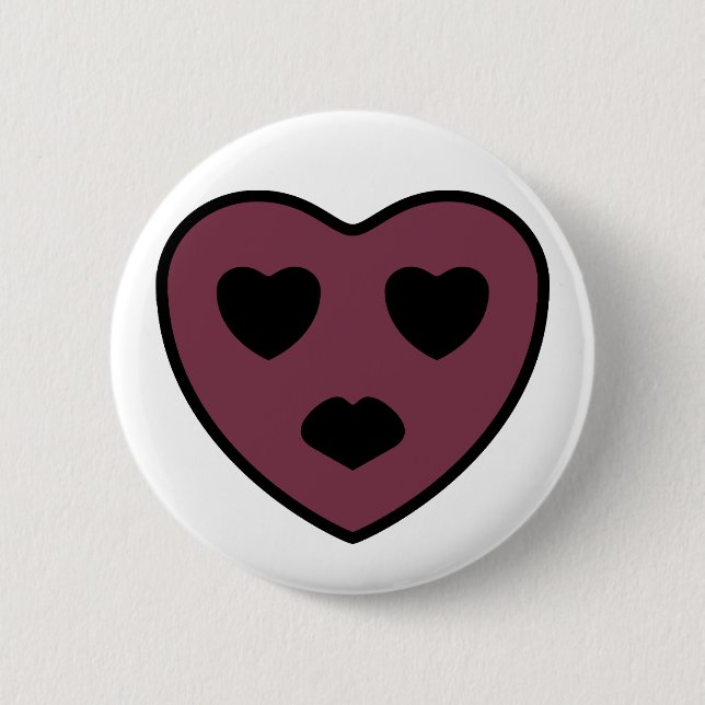 Badge Rond 5 Cm Sortie visage coeur (Devant)