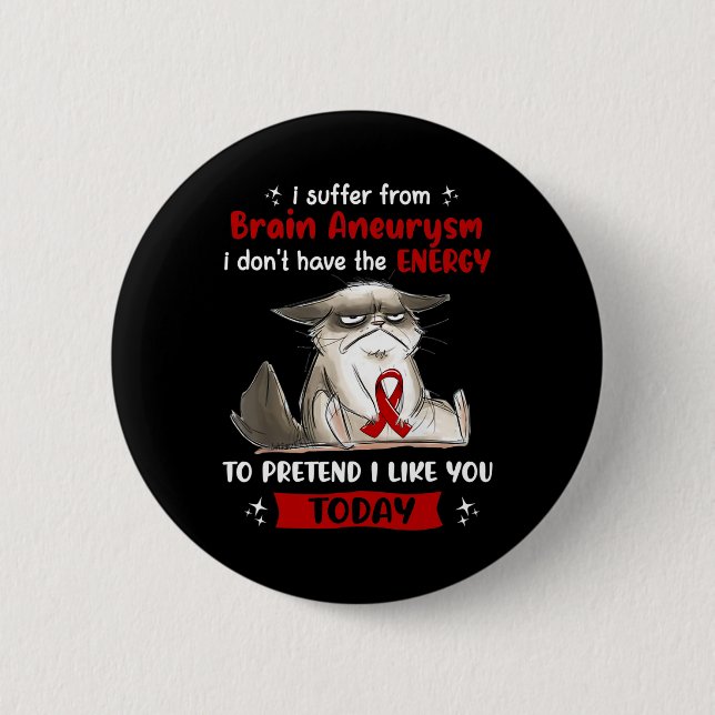 Badge Rond 5 Cm Souffrir de l'Aneurysme Cerveau Sensibilisation Fu (Devant)