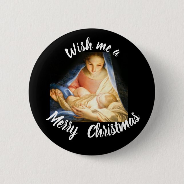 Badge Rond 5 Cm Souhaitez-moi un bouton Merry CHRISTmas (Devant)