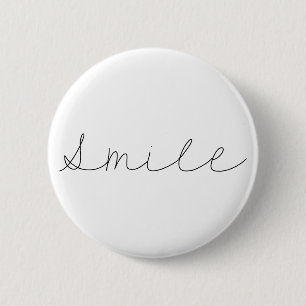 Badge Rond 5 Cm Sourire  Écriture manuscrite minimaliste des devi