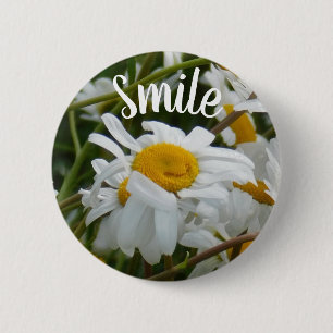 Badge Rond 5 Cm Sourire - Fleur Heureuse - Marguerite Souriant au