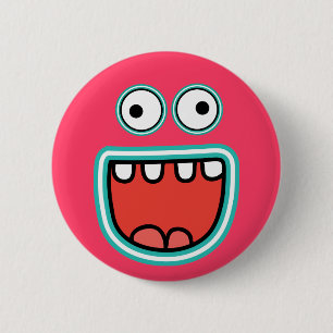 Badge Rond 5 Cm Sourire idiot de visage de monstre