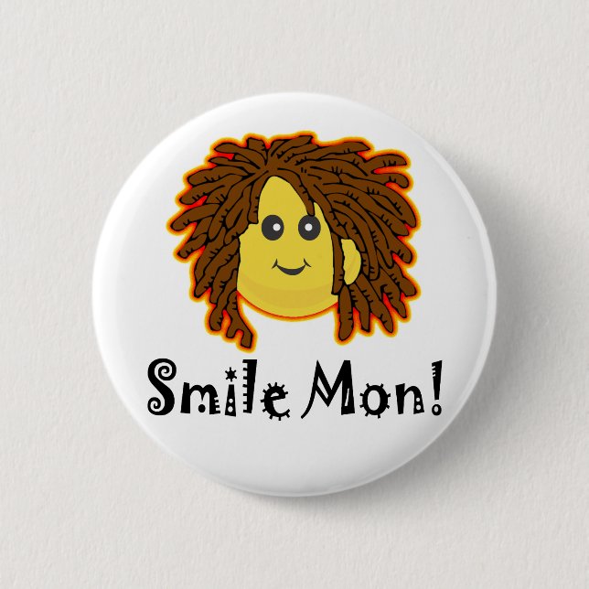 Badge Rond 5 Cm Sourire lundi ! Rasta font face (Devant)
