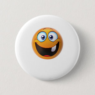 Badge Rond 5 Cm Sourire sans dents Jaune