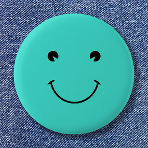 Badge Rond 5 Cm Sourire Turquoise