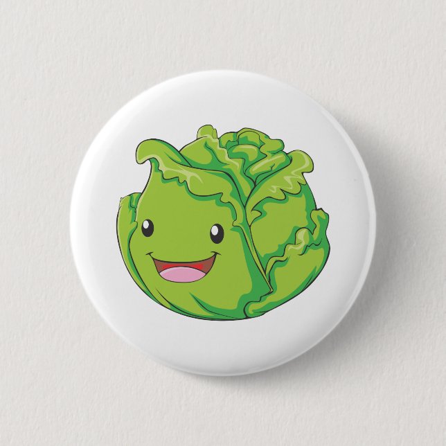 Badge Rond 5 Cm Sourire végétal de chou heureux (Devant)