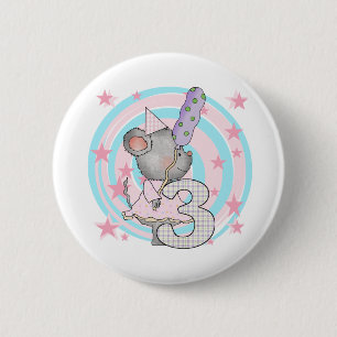 Badge Rond 5 Cm Souris 3e anniversaire T-shirts et cadeaux