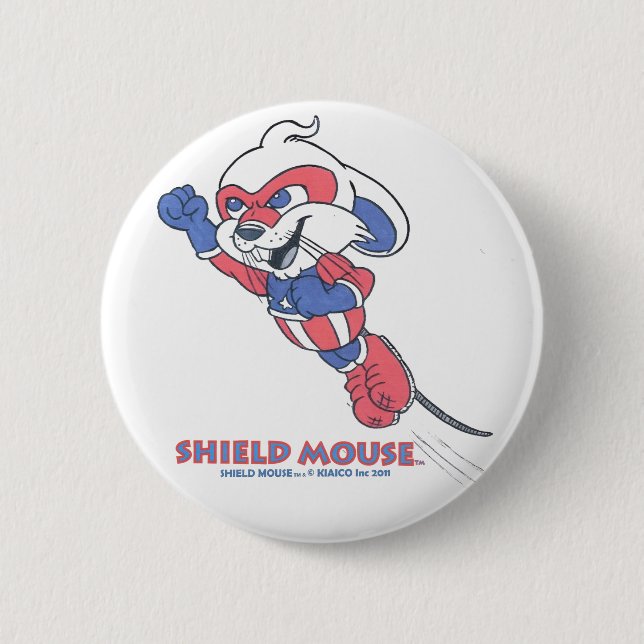 BADGE ROND 5 CM SOURIS DE BOUCLIER (Devant)