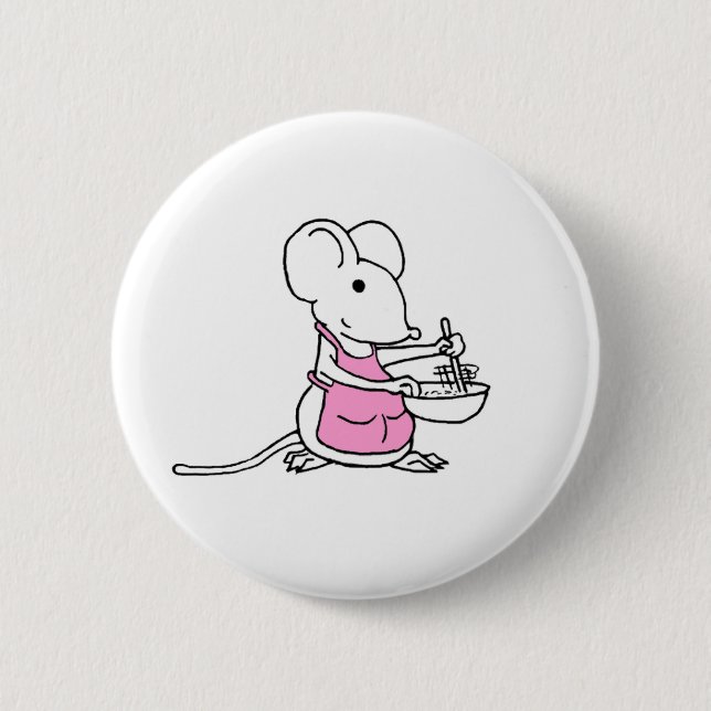 Badge Rond 5 Cm Souris de cuisson rose (Devant)