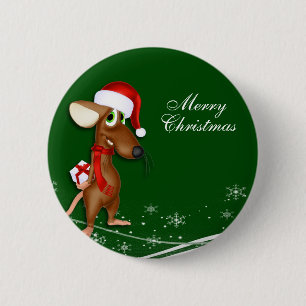 Badge Rond 5 Cm Souris du Père Noël