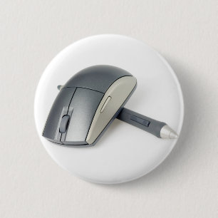 Badge Rond 5 Cm Souris sans fil et stylo numérique