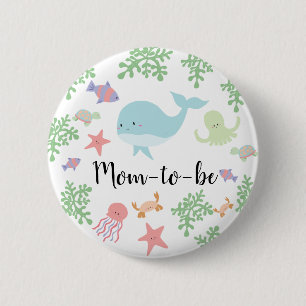 Badge Rond 5 Cm Sous le Baby shower marin Cute Kawaii Maman-to-be