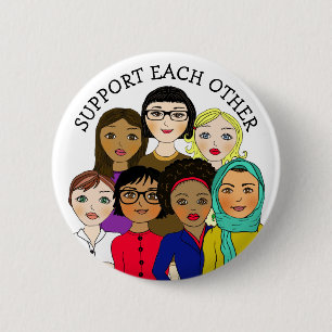 Badge Rond 5 Cm Soutenez l'égalité des femmes, l'amour, l'unité