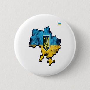 Badge Rond 5 Cm Soutenez L'Ukraine - Carte De L'Ukraine Libre Avec