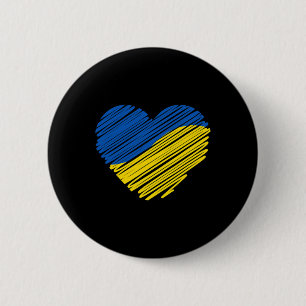 Badge Rond 5 Cm Soutenez l'Ukraine Cœur Drapeau ukrainien
